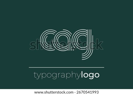CAG modern geometric typography logo. Modern and stylish composition featuring a monochromatic typography logo illustration designed with intricate lines.