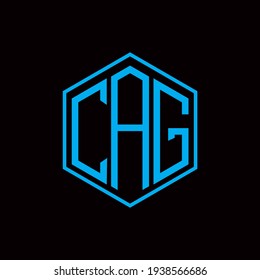 CAG poligon letter icon design on BLACK background.Creative letter CAG - C A G  logo design.
CAG initials Poligon Logo design.
