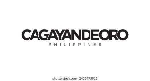 Cagayan de Oro auf den Philippinen Emblem für Druck und Web. Design-Features geometrischer Stil, Vektor-Illustration mit Fettschrift in moderner Schrift. 