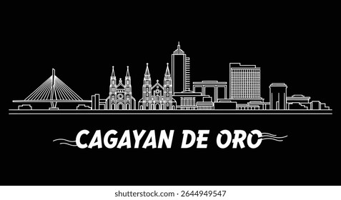 Skyline de Cagayan de Oro com Filipinas, e Outline.