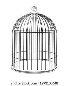 cage bird contour vector illustration