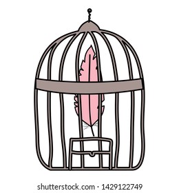cage bird jail with feather