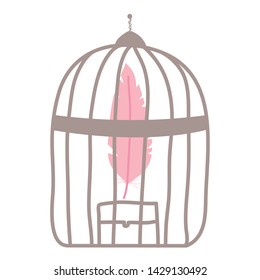 cage bird jail with feather