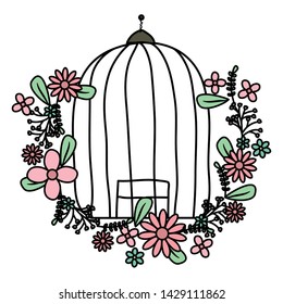 cage bird jail with floral decoration