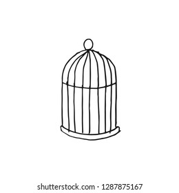 cage for bird vector doodle sketch isolated on white background