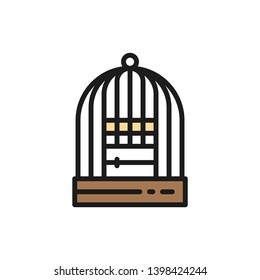 Cage for birds flat color icon.