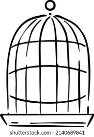 Cage for birds hand draw vector illustration art