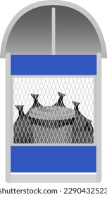 Cage of Black Refuse Trash Bag Garbage Junk Waste Bin Plastic Rubbish Object Flat Design