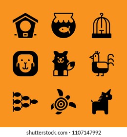 cage, box, red and lovely icon set. Vector illustration for web and design.