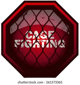 Cage Fighting Octagon Sign, Vector Illustration Isolated On White Background. 