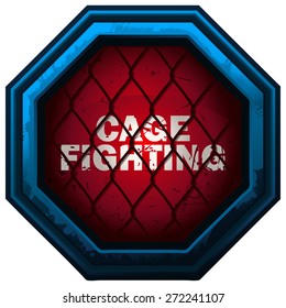 Cage Fighting Octagon Sign, Vector Illustration Isolated On White Background.