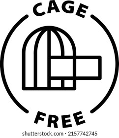 cage free black outline badge icon label isolated vector on transparent background	