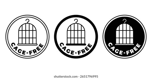 Ícone livre da gaiola preto e branco circular Birdcage símbolos Vetor Design Ilustração