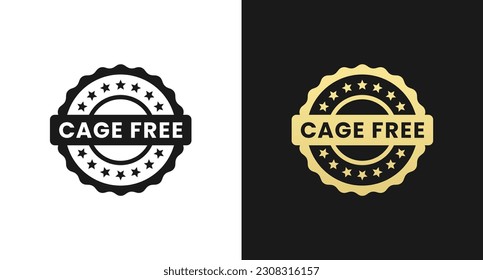 Etiqueta libre de jaulas o vectores de estampado libre de jaulas aislados en estilo plano. Mejor etiqueta libre en jaula para el elemento de diseño del embalaje del producto. Sello sencillo libre de jaula para el elemento de diseño del embalaje.