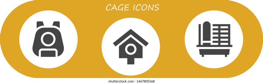 cage icon set. 3 filled cage icons.  Collection Of - Pet, Bird house, Cage