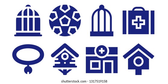 cage icon set. 8 filled cage icons.  Simple modern icons about  - Collar, Bird cage, Bird house, Soccer, Veterinary