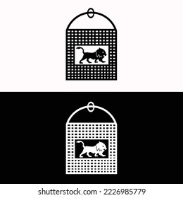 Cage lion animal logo design 