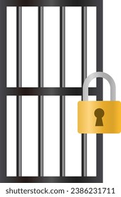 Cage and Padlock Isolated Vector Illustration