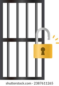 Cage and Padlock Isolated Vector Illustration