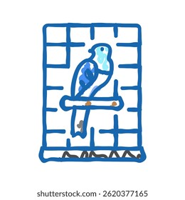 cage parrot bird doodle icon sketch vector. cage parrot bird sign. isolated symbol illustration