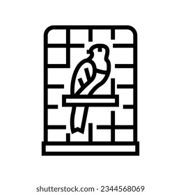 cage parrot bird line icon vector. cage parrot bird sign. isolated contour symbol black illustration