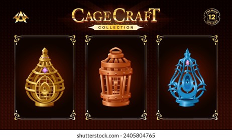 Cage Set Design for RPG and Medieval Game-Vector illustration design