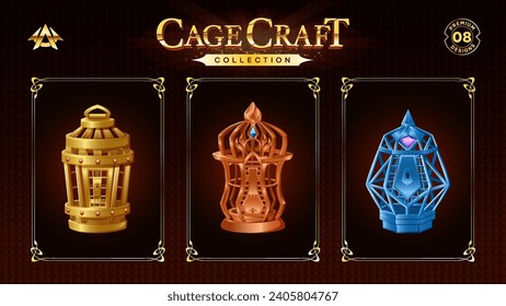 Cage Set Design for RPG and Medieval Game-Vector illustration design