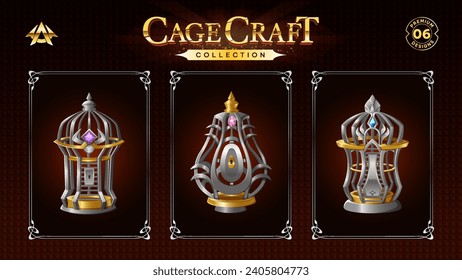 Cage Set Design for RPG and Medieval Game-Vector illustration design