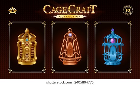Cage Set Design for RPG and Medieval Game-Vector illustration design