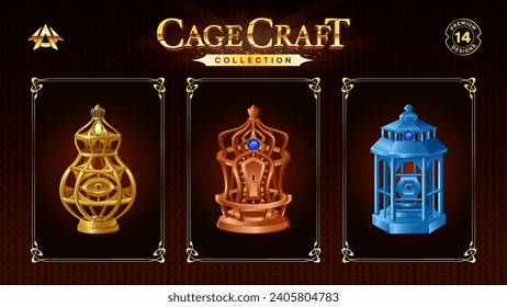 Cage Set Design for RPG and Medieval Game-Vector illustration design