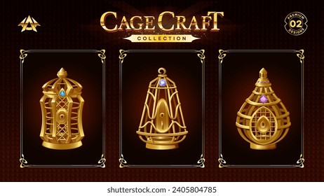 Diseño de conjuntos de jaulas para RPG y diseño de ilustración de vectores de juegos medievales