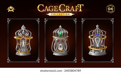 Cage Set Design for RPG and Medieval Game-Vector illustration design