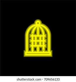 Cage yellow glowing neon ui ux icon. Glowing sign logo vector