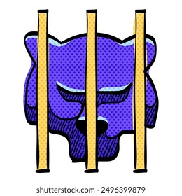 Caged animal halftone icon hand drawn color vector illustration