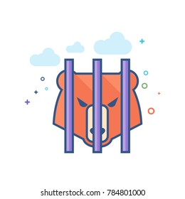 Caged animal icon in outlined flat color style. Vector illustration.