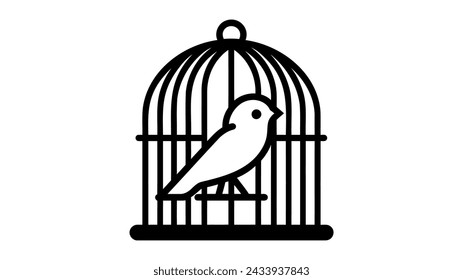 caged bird vector illustration on white background