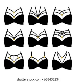 Caged bras collection vector set