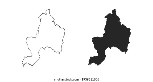 Cagliari Italy Blank Map Vector Black Silhouette and Outline Isolated on White