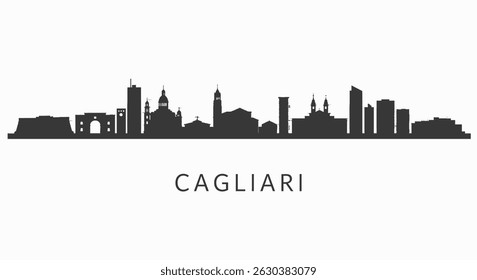 Cagliari Skyline Silhouette with Italy, and Cityscape.