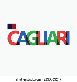 Cagliari vector RGB overlapping letters typography with flag. Italy's city logotype decoration.