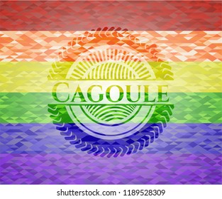 Cagoule emblem on mosaic background with the colors of the LGBT flag