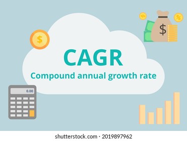 CAGR Vector. Compound Annual Growth Rate. Finance And Business Concept. Flat Illustration.