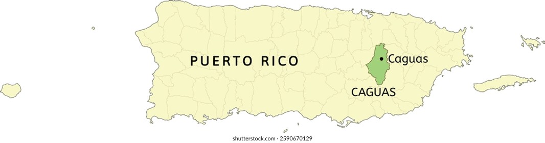 Caguas municipality and town of Caguas location on Puerto Rico map