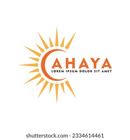 Cahaya logo, sun and moon logo vector flat design illustration