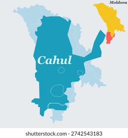 Cahul Moldova Map and Flag - Southern City, Thermal Spa and Nufărul Alb Resort Vector Outline
