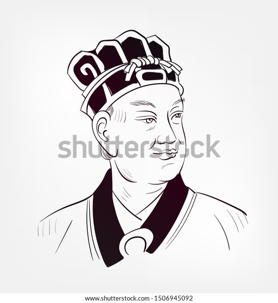 Cai Lun vector sketch portrait isolated