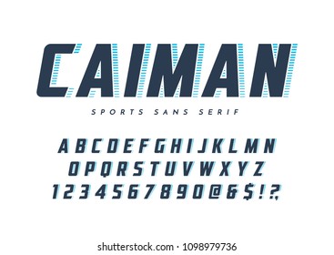 Caiman Trendy Sans Serif Sports Typeface, Font, Letters And Numbers. Vector Illustration.