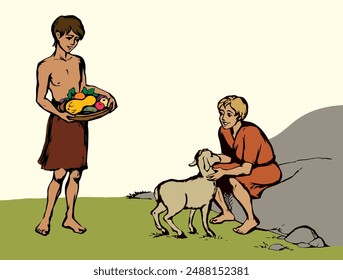 Cain and Abel. Vector drawing