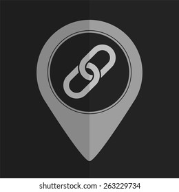 Cain link vector icon - map pointer. Flat design