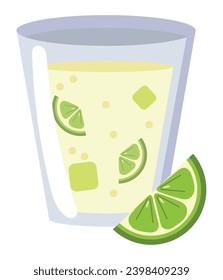 caipirinha cocktail glass design vector isolated